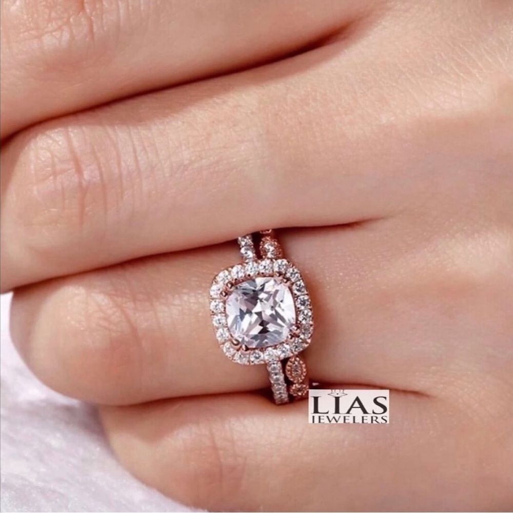 New 18k rose gold wedding ring set - Picture 5 of 6